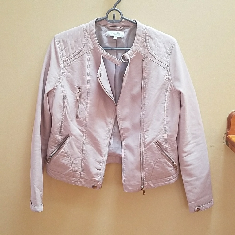 Blush pink faux leather jacket